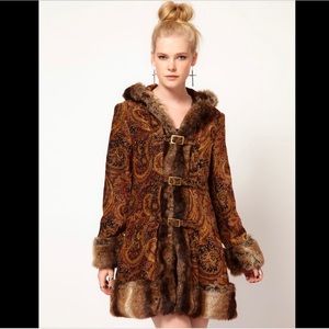 MINKPINK FAUX FUR TRIM COAT